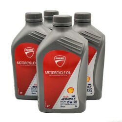 4x Ducati Oil Shell Advance 15W-50 1 LTR.