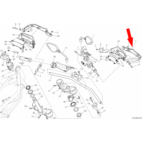 Right hand protection bracket Hypermotard 939 8301A382A