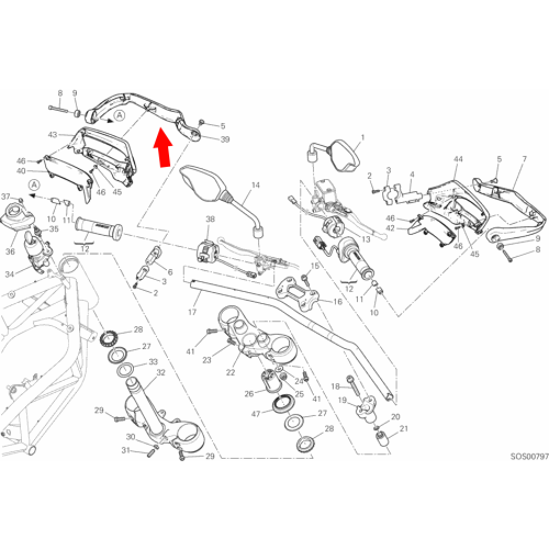 Left hand protection bar Hypermotard 939 8301A392A