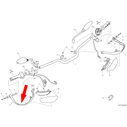 Rechter Handschutzbügel Hypermotard 950 46016862A