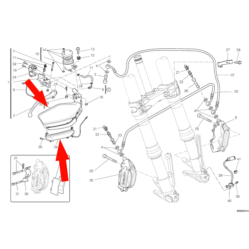 Kit right hand guard with indicator Multistrada 1200 69940101a